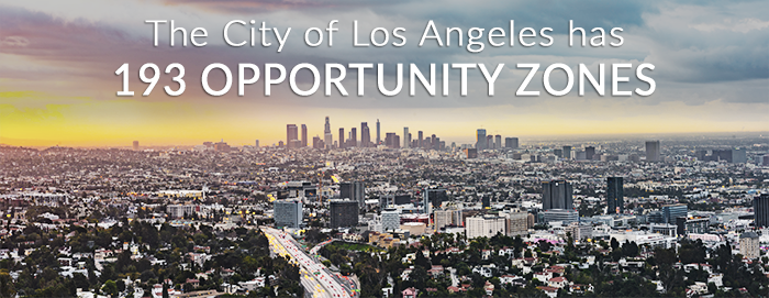 There are 193 Opportunity Zones in the City of Los Angeles, image of LA Basin at sunset