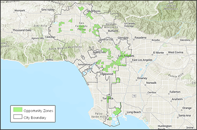 Opportunity Zones in the City of LA map of LA opportunity zones